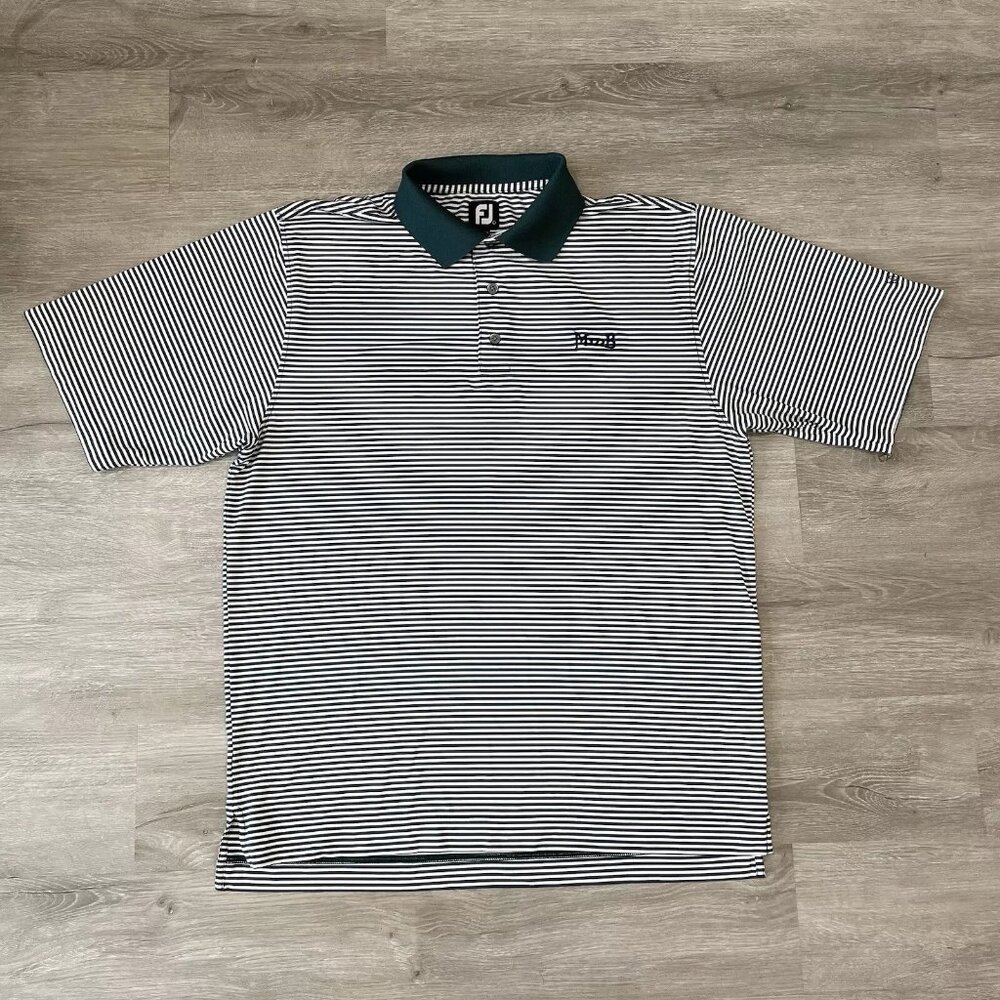 Footjoy FJ MMB Performance Golf Short Sleeve Polo Shirt Striped Size L